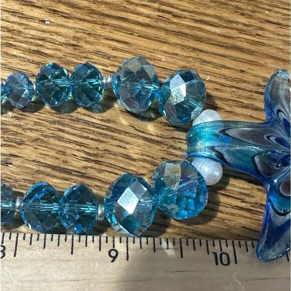 NEW Handcrafted Art Glass Murano & Crystal Beaded Pendant &Necklace 925 Sterling - Picture 6 of 6